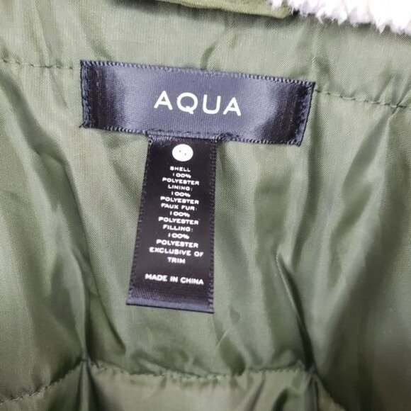 NWT Aqua Puffer Coat Anorak Army Green Hooded Coat Size S‎ - Picture 14 of 14